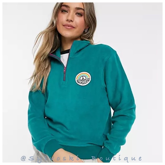 🔥Quiksilver Polar half zip fleece in teal NWT - Picture 2 of 7
